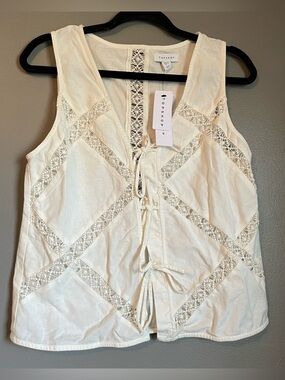 NWT Topshop ASOS Sz 6 White Crotched Boho Sleeveless Tank Top Blouse Ret $49!